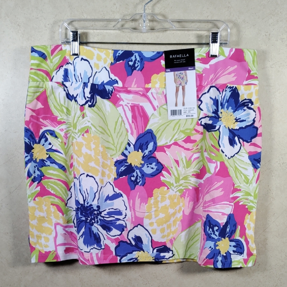 5191 Rafaella pink, blue & yellow stretch skort XXL NWT